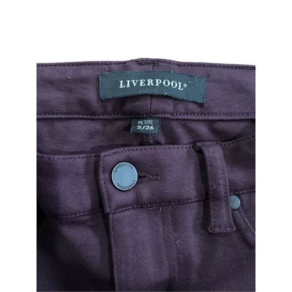 Liverpool Madonna Size 2/26 Petite Dark Plum Aubergine Zip Up Stretch Pants - Picture 8 of 10
